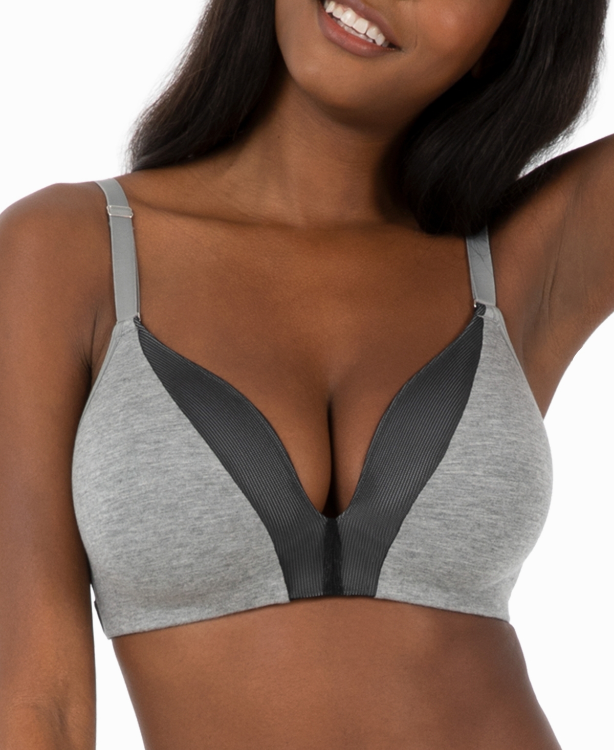 Women's The All-Day Deep V No-Wire Bra, 45578 - Heather Gray