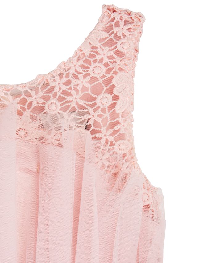 Rare Editions Girls 7-16 Sleeveless Glitter Mesh Gown Dress
