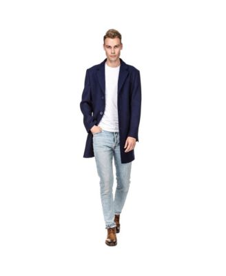 Men's Tailored Wool Blend Notch Collar Wool Blend Walker Car Coat