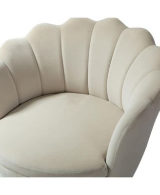 Modern Velvet Barrel Chair with Channel Tufted Back