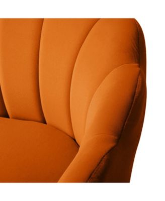 Modern Velvet Barrel Chair with Channel Tufted Back