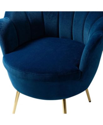 Modern Velvet Barrel Chair with Channel Tufted Back