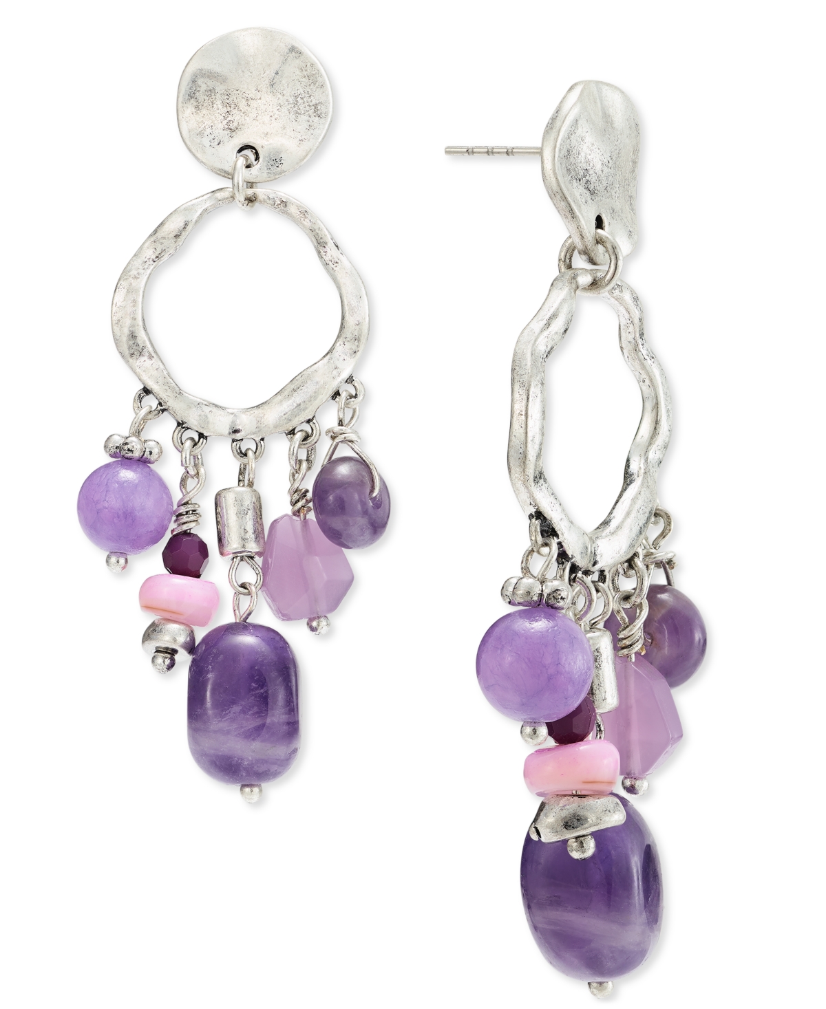 Shop Style & Co Bead Fringe Drop Earrings, Created For Macy's In Purple