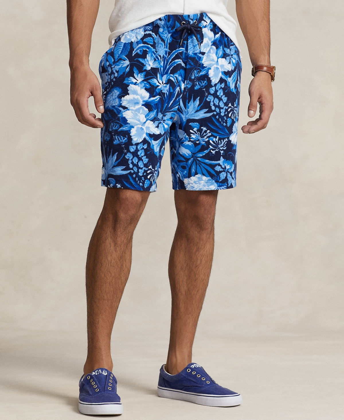 POLO RALPH LAUREN MEN'S 7.5-INCH FLORAL FRENCH TERRY SHORTS