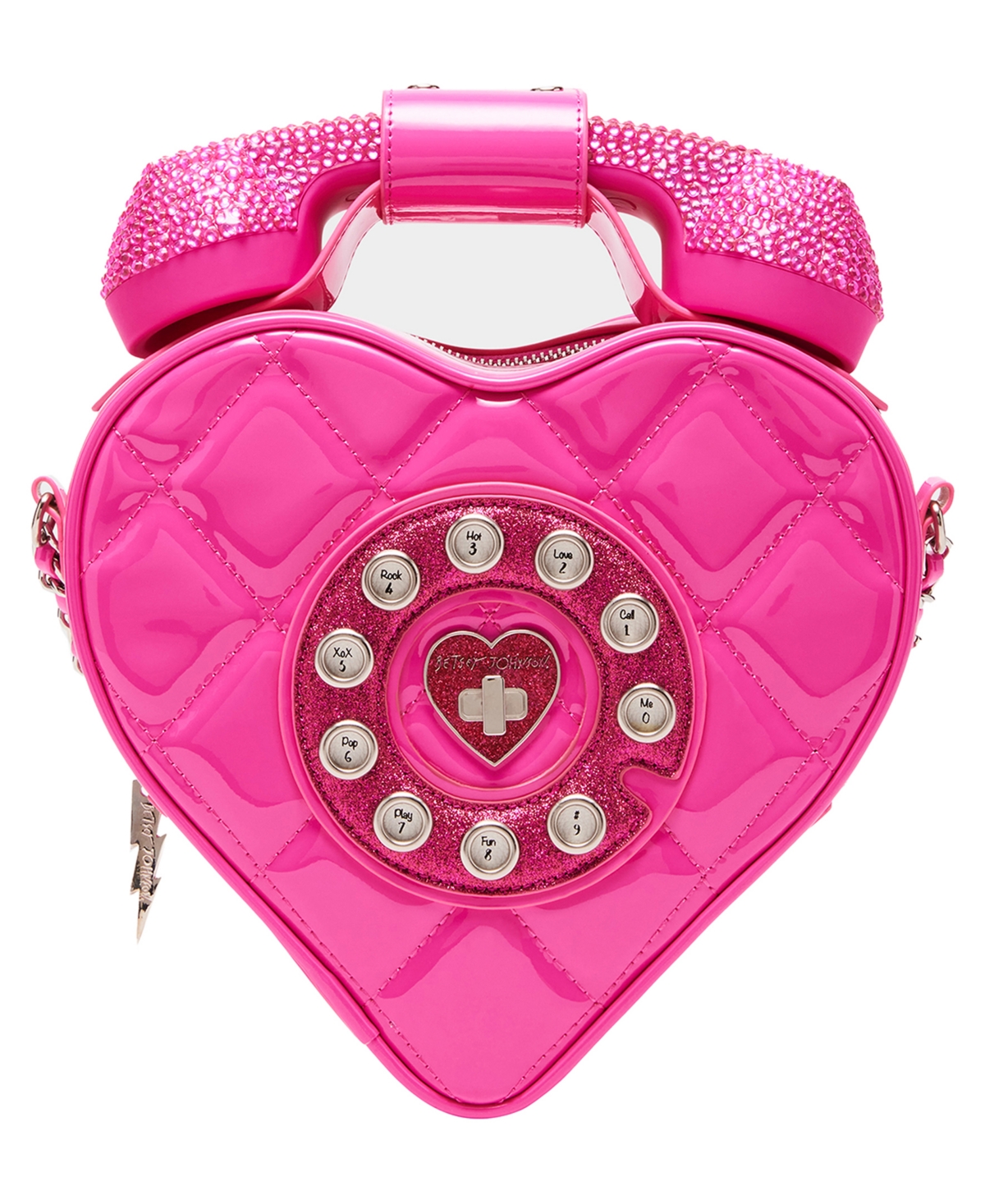 Betsey Johnson Phone Tag Crossbody In Pink
