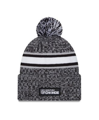 Men's Heather Black Las Vegas Raiders 2023 Inspire Change Cuffed Knit Hat with Pom