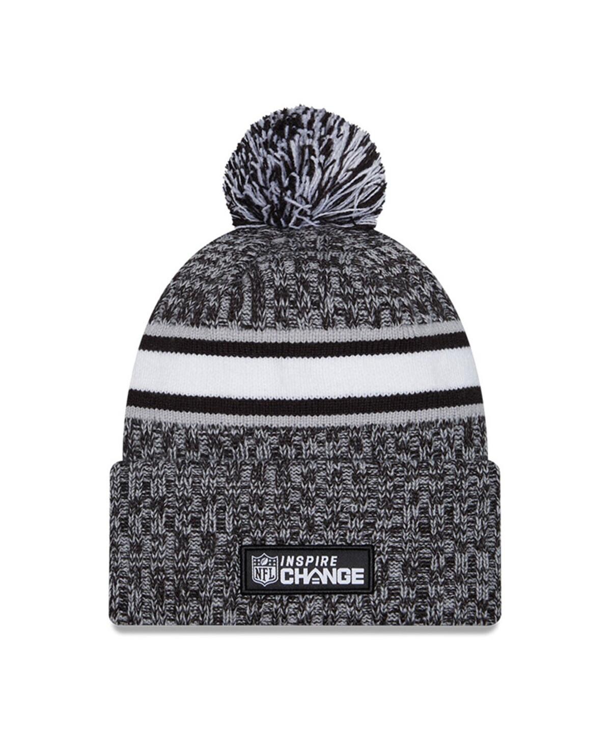 New Era Men's  Heather Black Washington Commanders 2023 Inspire Change Cuffed Knit Hat With Pom In Heather Black