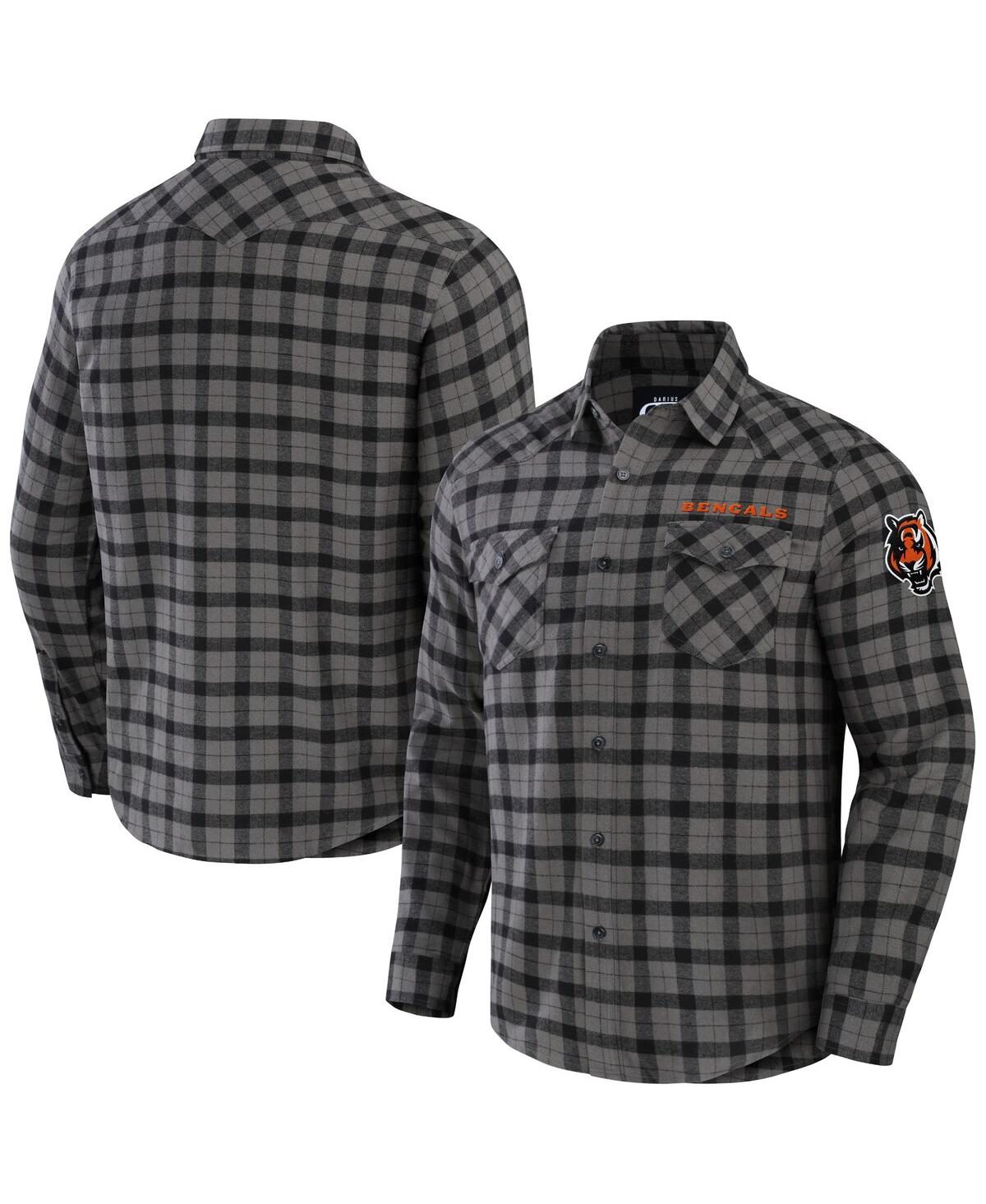 Fanatics Men's Nfl X Darius Rucker Collection By  Gray New York Giants Flannel Long Sleeve Button-up