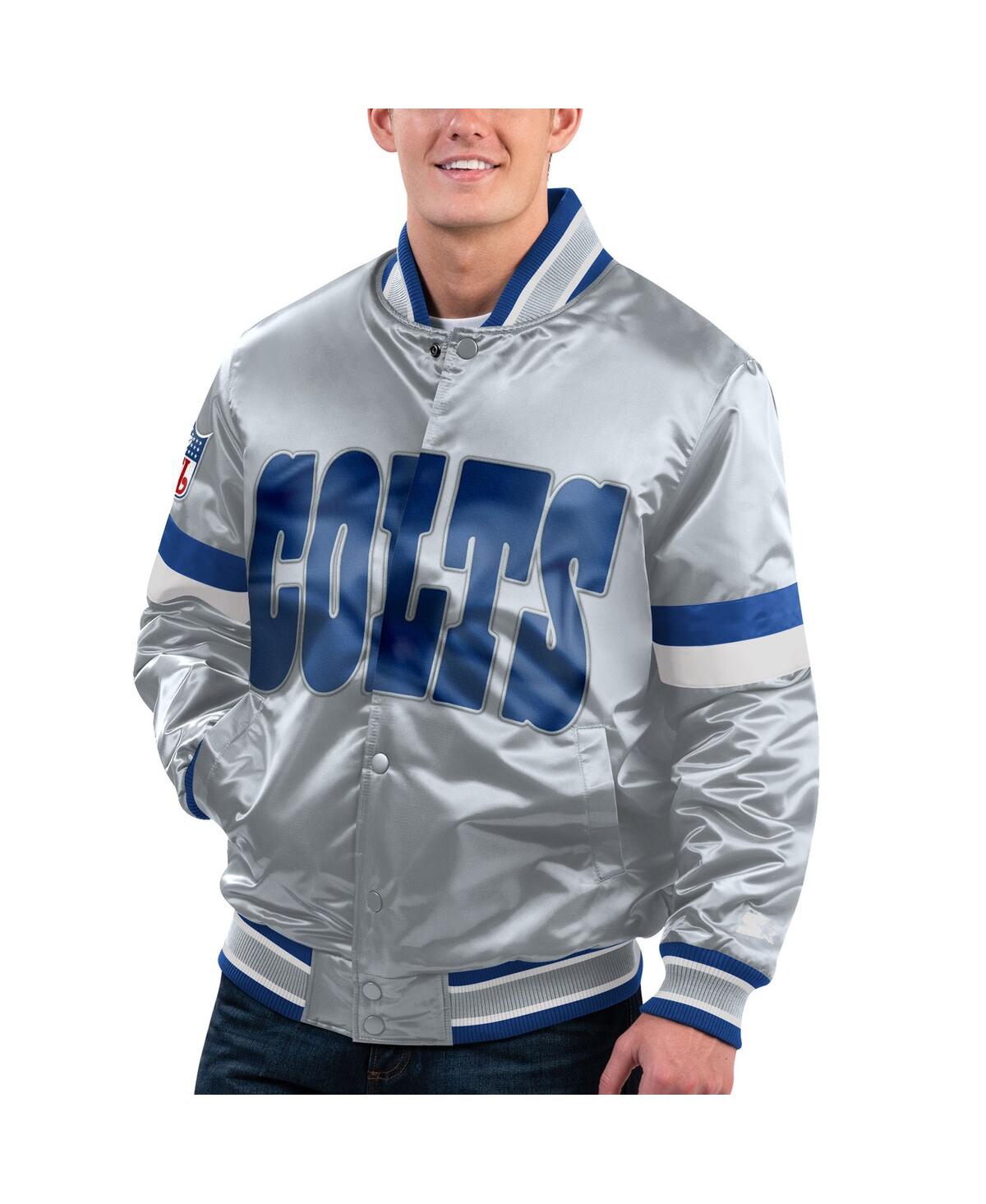 Shop Starter Men's  Gray Distressed Indianapolis Colts Gridiron Classics Home Game Satin Full-snap Varsity