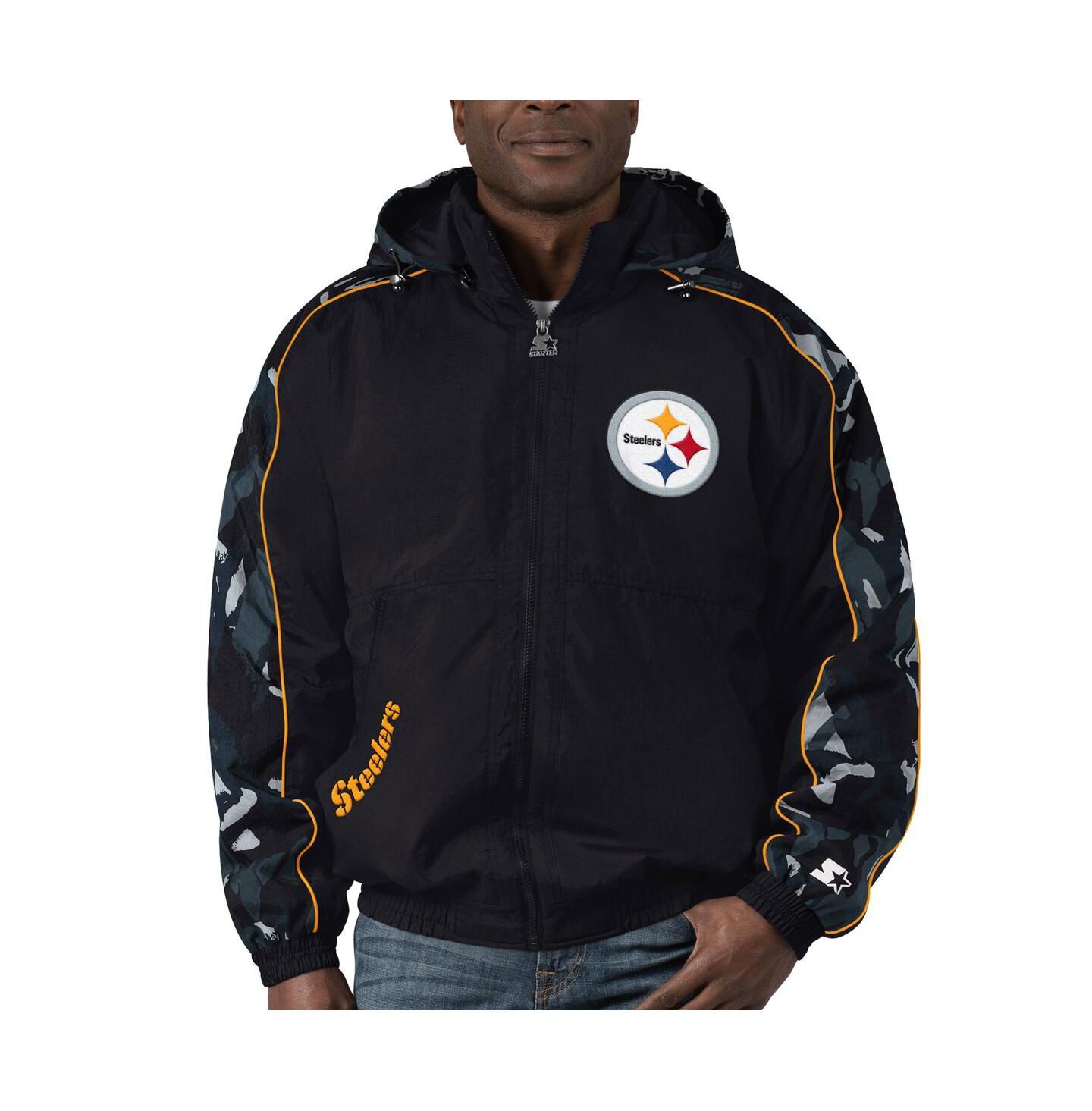 Мужская куртка Starter Black Pittsburgh Steelers Thursday Night Gridiron Full-Zip Hoodie Jacket — фото 1