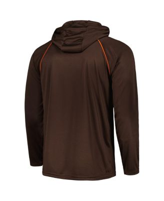 Men's Brown Distressed Cleveland Brown Gridiron Classics Throwback Raglan Long Sleeve Hooded T-shirt