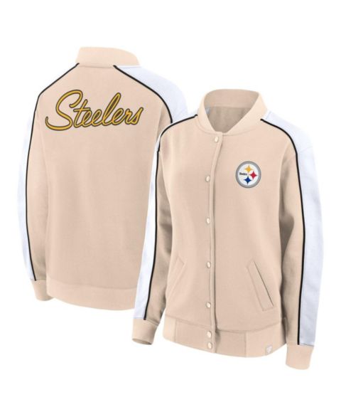 Женские куртки Fanatics Women's Tan Pittsburgh Steelers Lounge Full-Snap Varsity Jacket