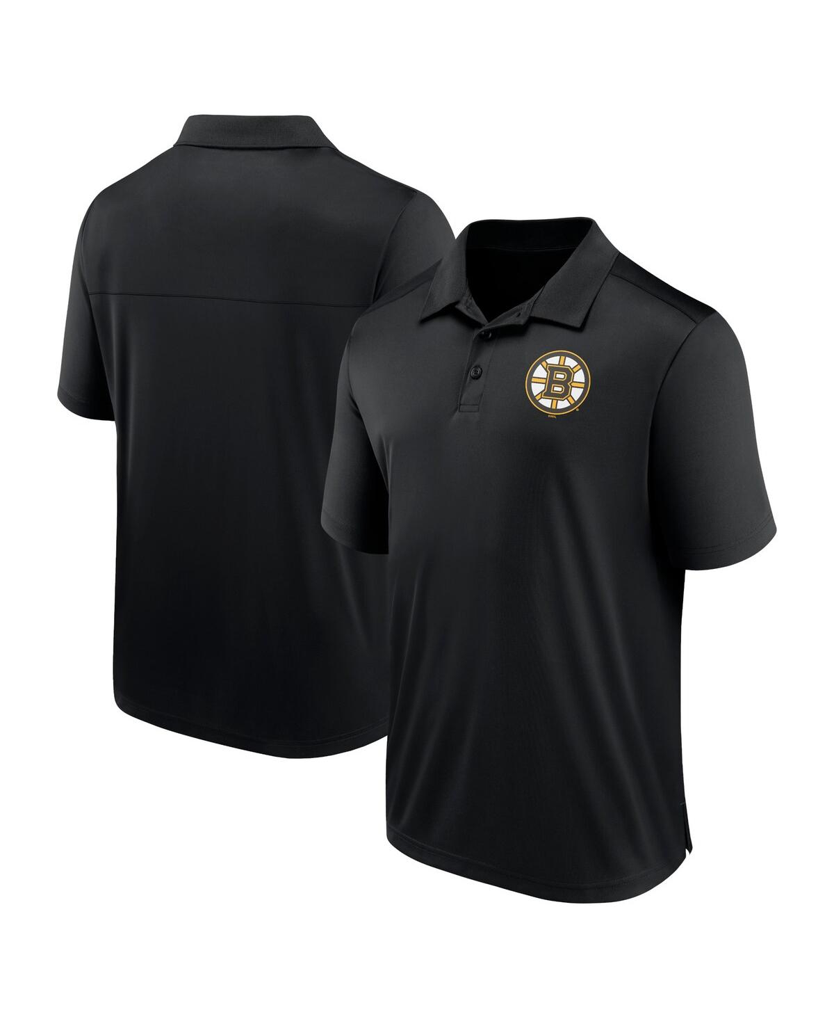 Shop Fanatics Men's  Black Boston Bruins Left Side Block Polo Shirt