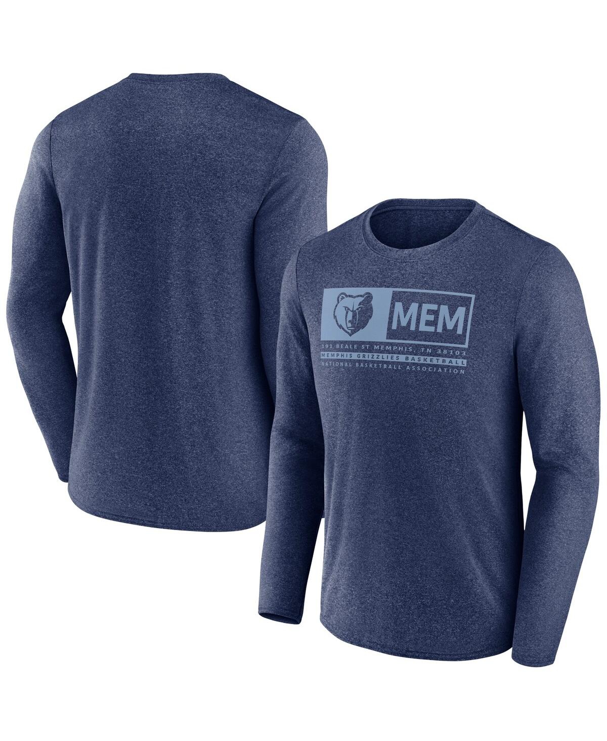 Shop Fanatics Men's  Heather Navy Memphis Grizzlies Three-point Play T-shirt