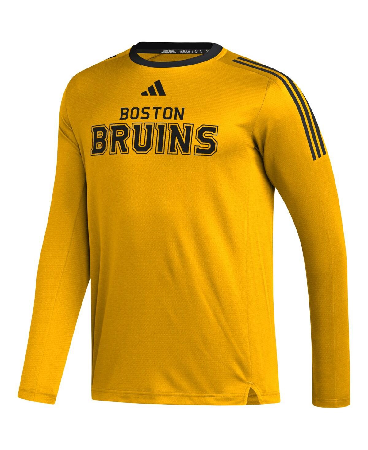 Shop Adidas Originals Men's Adidas Gold Boston Bruins Aeroready Long Sleeve T-shirt