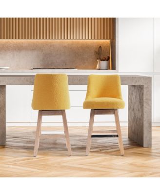 26" Upholstered Swivel Counter Height Bar Stools (Set of 2)