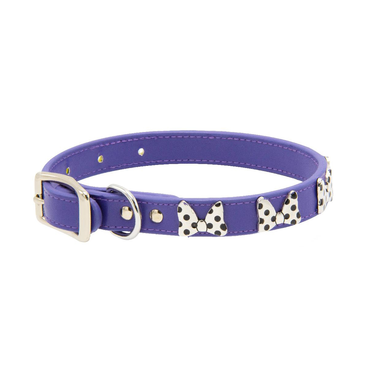 Disney Pet Collar, Faux Leather Dog Collar, Minnie Mouse - Purple