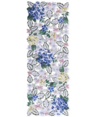 Elrene Spring Hydrangea Bouquet Cutwork Centerpiece, 13" x 36"