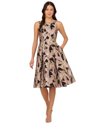 Adrianna Papell - Women's Metallic Jacquard Midi Dress