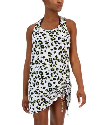 Miken - Women's Animal-Print Ruched Racerback Cover-Up