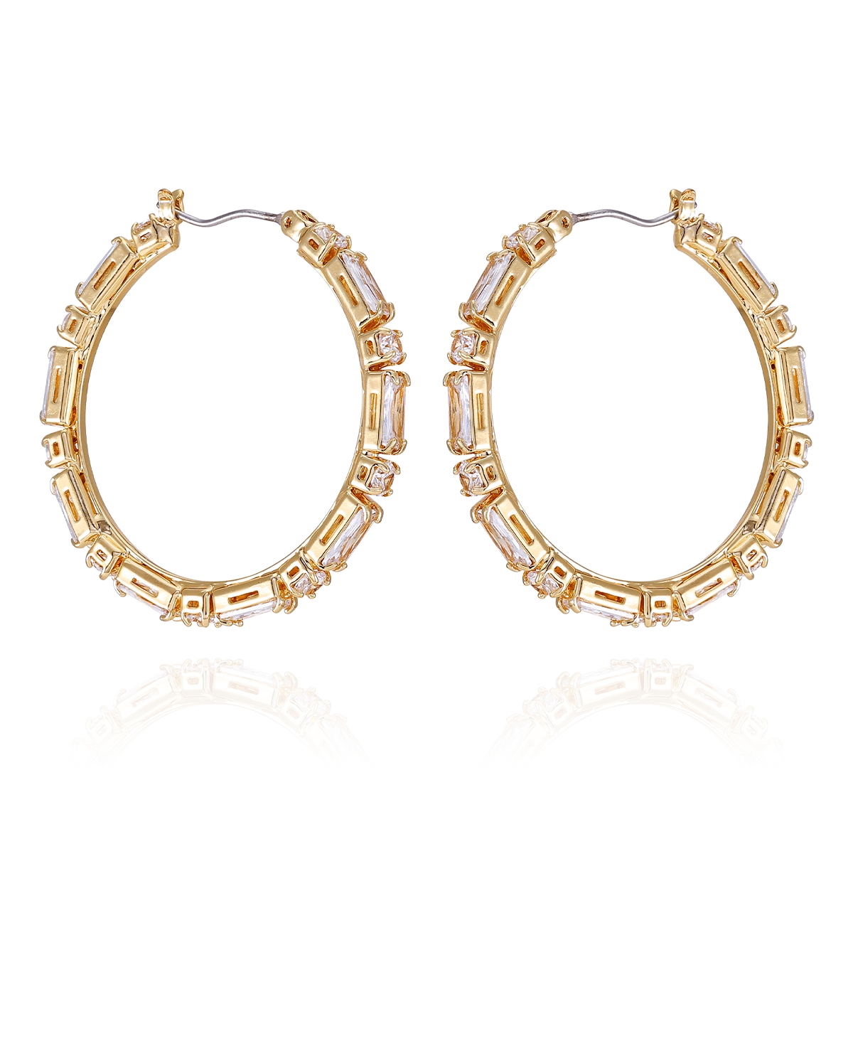 Vince Camuto Gold-tone Clear Glass Stone Hoop Earrings