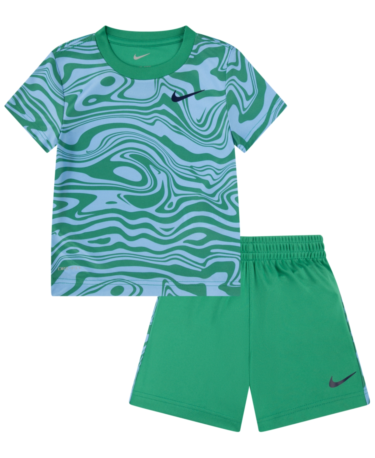 Shop Nike Little Boys Paint Dri-fit T-shirt And Shorts, 2 Piece Set In Stadium Green
