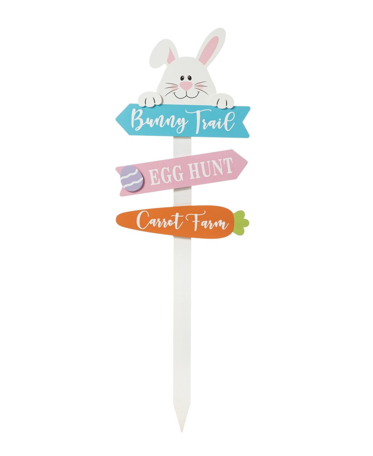 Glitzhome 36" H Wooden Easter Bunny Yard Stake In Multi