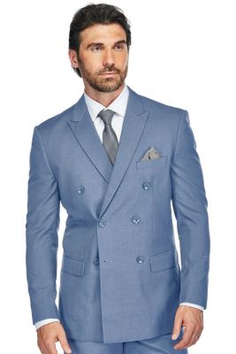 Brave man Men's Slim Fit 2-Piece Double Breasted Suit