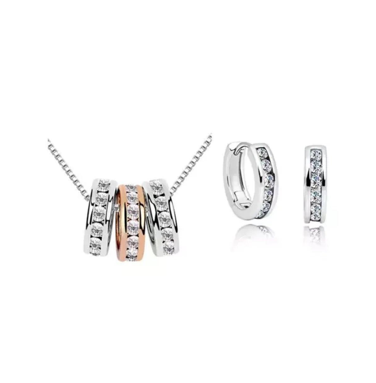 Milan Necklace and Huggie Earring Set - Silver