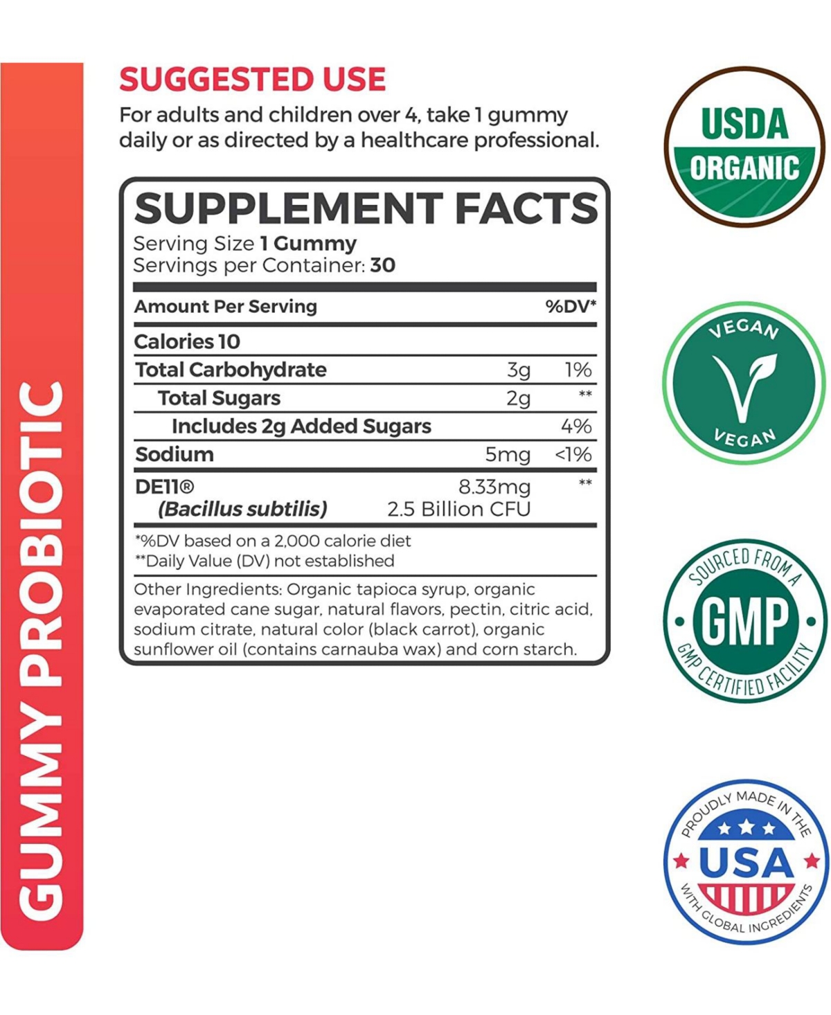 Kids Probiotic Gummies, Strawberry Flavor Probiotic Gummies for Digestion & Immune Support, Health's Harmony, 30ct