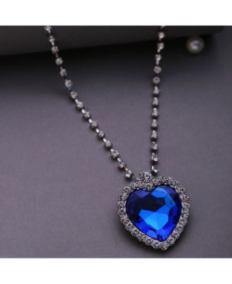 Women's Blue  Heart Stone Pendant Necklace