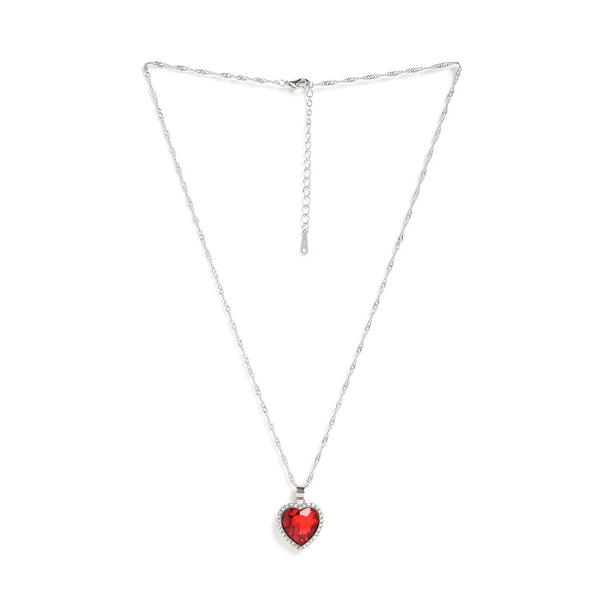 Sohi Women's Red Heart Stone Pendant Necklace