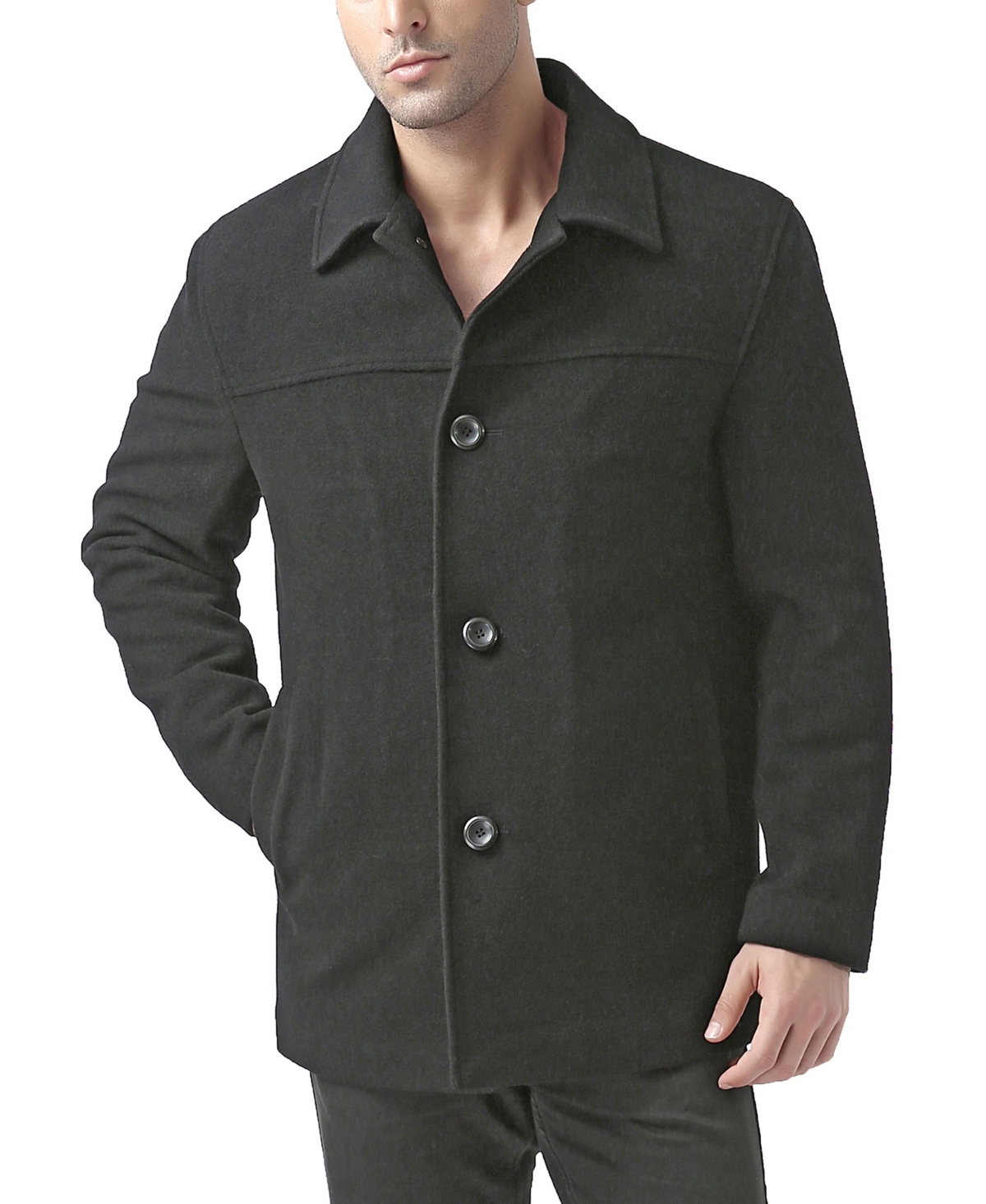 Men Matthew Wool Blend Car Coat - Black