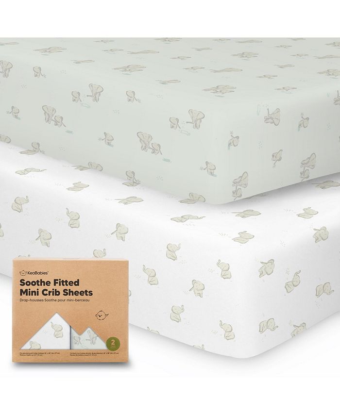 KeaBabies Mini Crib Sheets for Baby Girls, Boys, 2Pack Soothe Pack and Play Sheets Fitted