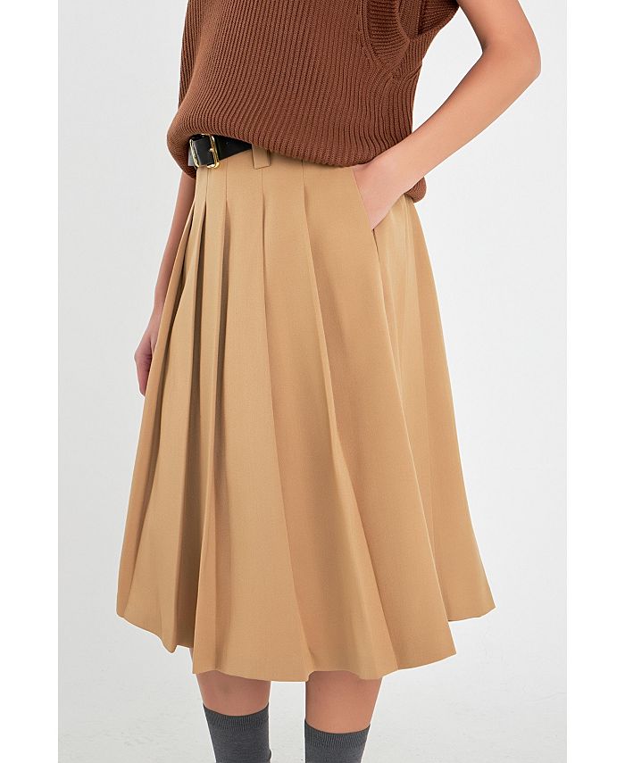 English Factory Women s Low Waist Pleated Midi Skirt Macy s
