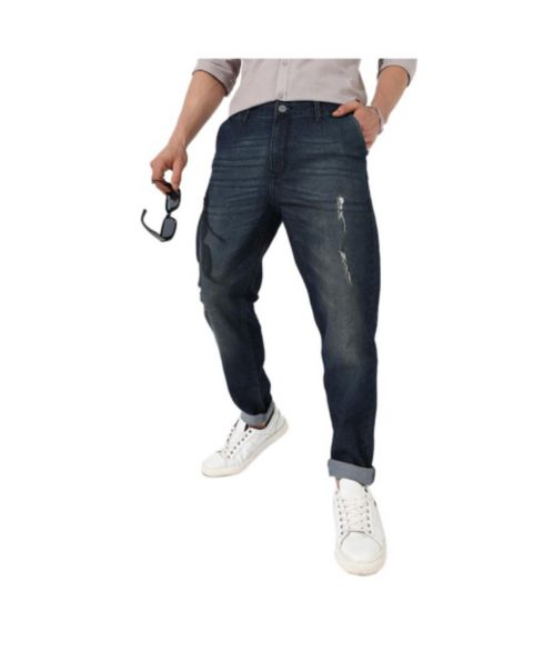 Мужские джинсы Cahoot Campus Sutra Dark-Wash Carrot Fit Denim Jeans, цвет: Тёмный синий