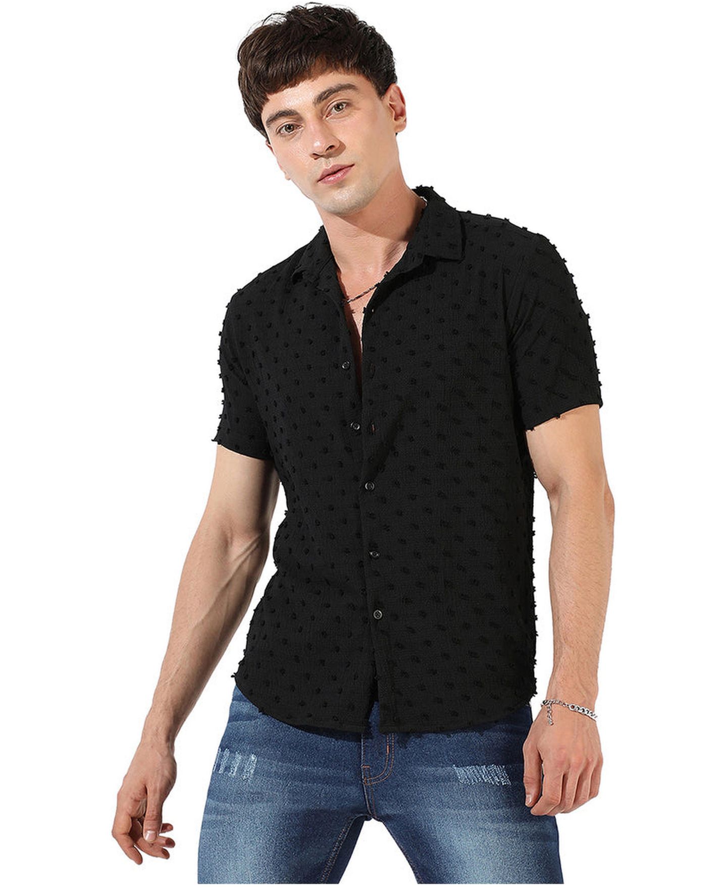 Мужская рубашка Cahoot Textured Casual, цвет: Угольно-чёрный — фото 1
