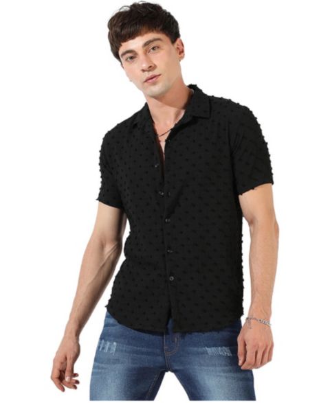 Мужская рубашка Cahoot Textured Casual, цвет: Угольно-чёрный
