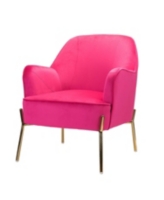 Hulala Home Barbara Wooden Arm Chair with Metal Legs - Fuchsia