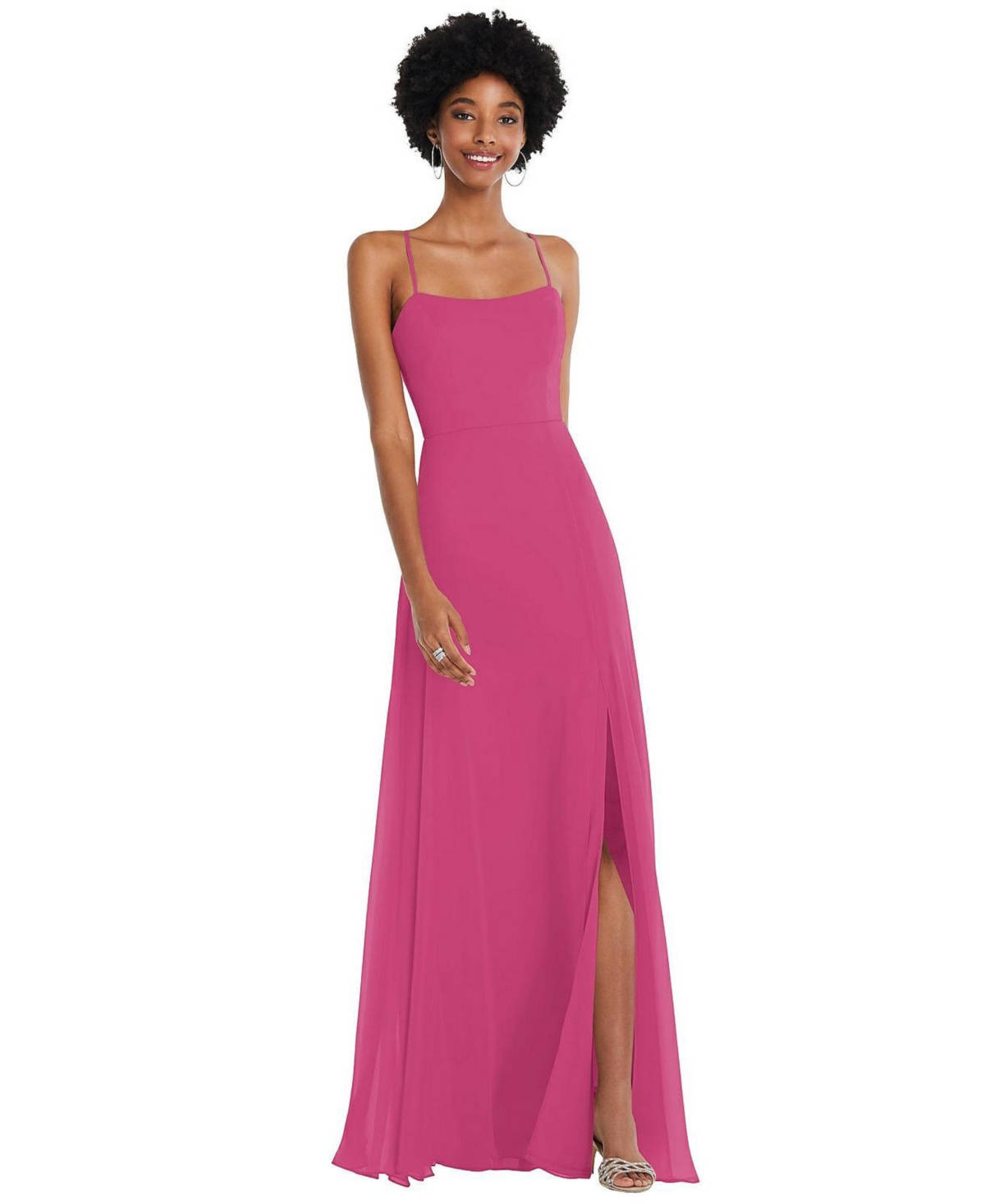 AFTER SIX WOMEN'S SCOOP NECK CONVERTIBLE TIE-STRAP MAXI DRESS WITH FRONT SLIT