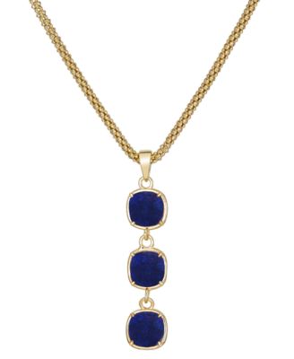 Macy's - Lapis Lazuli Triple Drop Pendant Necklace in 14k Gold-Plated Sterling Silver, 18 + 3" extender (Also in Onyx & Turquoise)