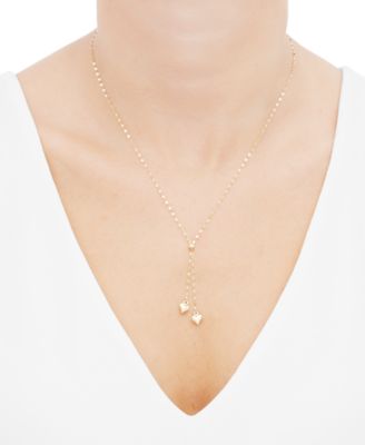 Double Heart 18 Lariat Necklace in 10k Gold
