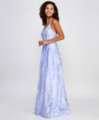 devil in a blue dress characters Purple A-Line Tulle Lace Long Prom Dress, Purple Long Graduation Dress –  shopluu main image 0