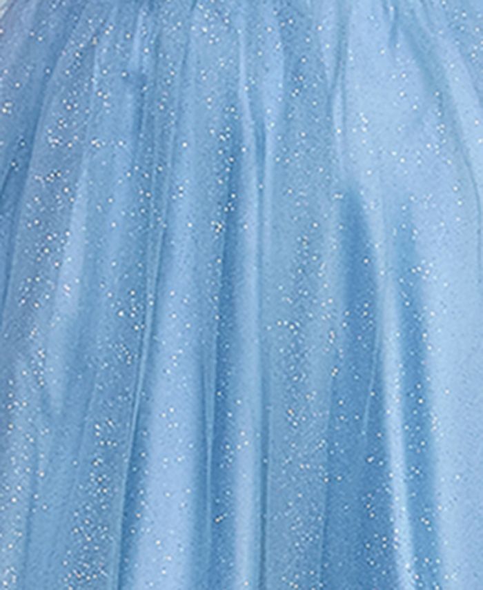 One-Shoulder Glitter Tulle Gown with Lace-Up Back Daffodil