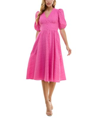 City Studios - Juniors' Cotton Embroidered Eyelet Midi Dress