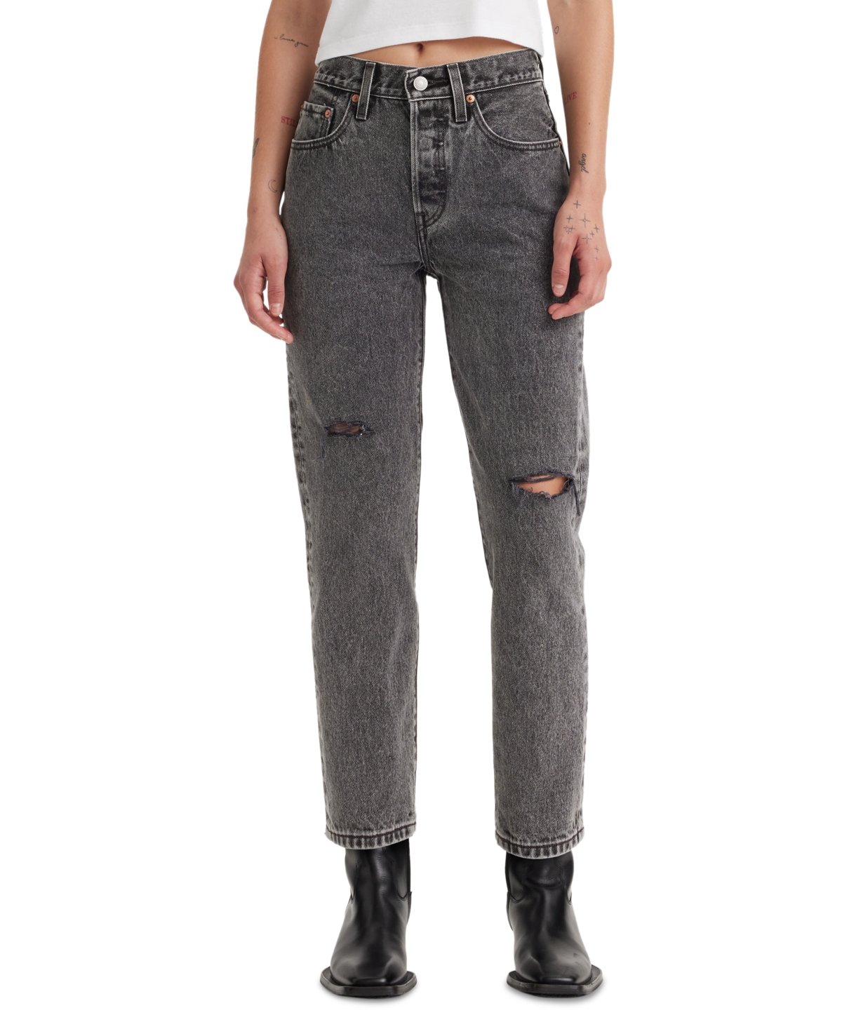 Levi's 501 Cropped Straight-leg High Rise Jeans In Sophisticated