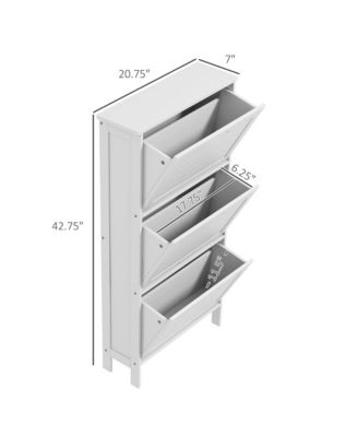 Modern Shoe Cabinet with 3 Flip Drawers for 6 Pairs,