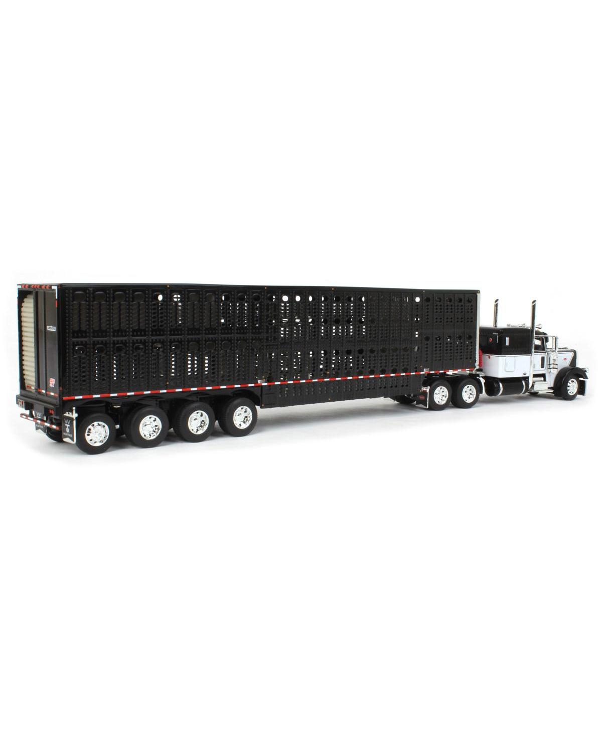 First Gear 1/64& White Peterbilt 389 w/ Wilson Silver star Livestock Trailer - Black
