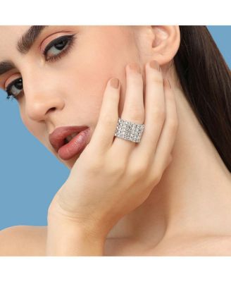 Women's Silver  Bling Strand Band Ring