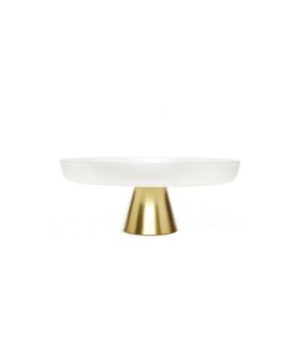 White Glass Cake Plate on Stem, 13.5 D